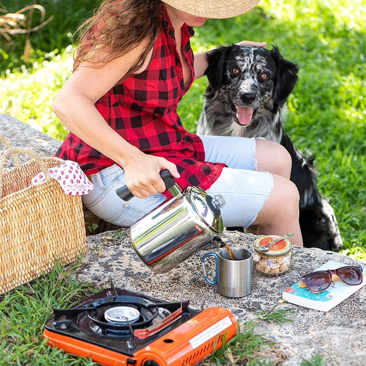 Stainless Steel Coffee Percolator Stovetop, Percolator Coffee Pot, Excellent for Camping Coffee Pot, 37Oz 5-8 Cup Stove Top Coffee Maker, Stainless Steel Coffee Percolator