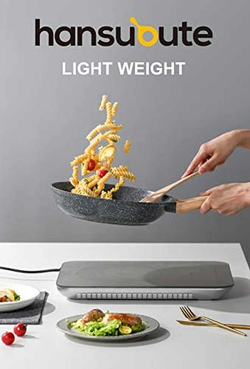 Induction Nonstick Frying Pan,Light Weight Skillet,Healthy Non Toxic Omelet Pan,All Stoves Compatible Egg Pan (Grey, 8Inch)