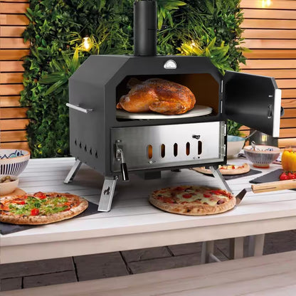 Wood Fired Portable Patio Ovens Outdoor Pizza Oven, 15 In. Black