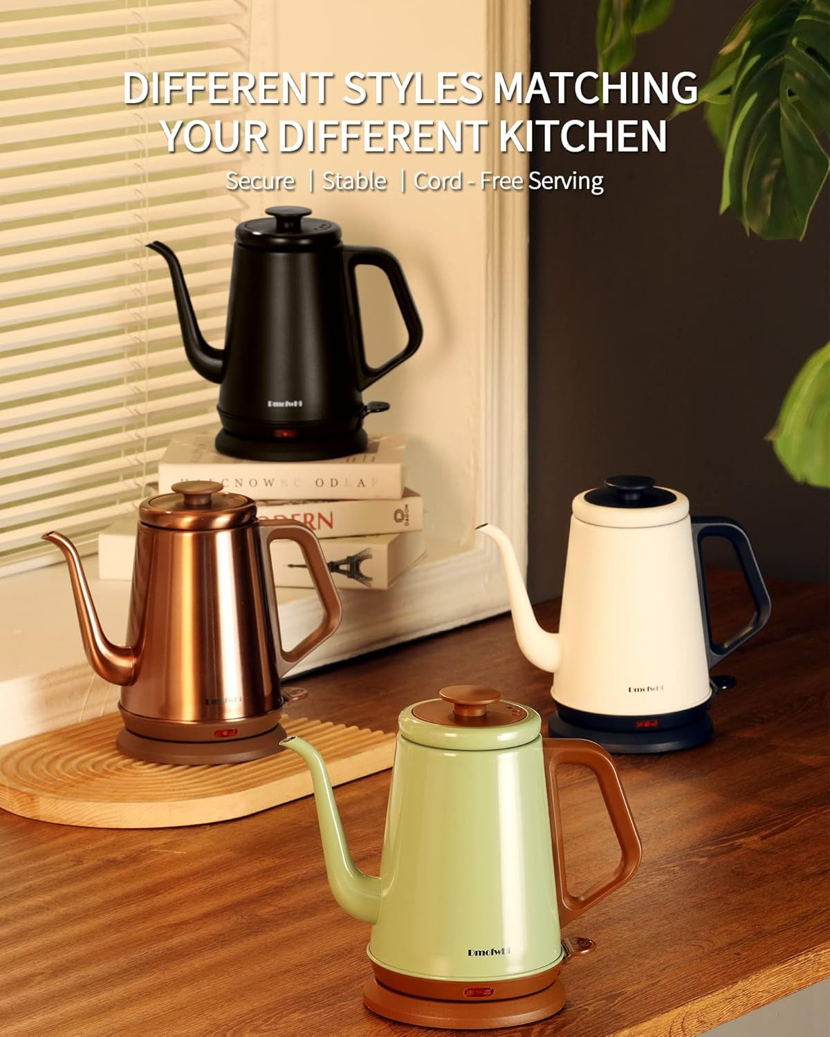 Gooseneck Electric Kettle(1.0L),1000W Electric Tea Kettle of 304 Stainless Steel,Auto Shut Off,Water Kettle for Coffee and Tea -Matte Black
