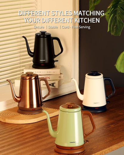 Gooseneck Electric Kettle(1.0L),1000W Electric Tea Kettle of 304 Stainless Steel,Auto Shut Off,Water Kettle for Coffee and Tea -Matte Black