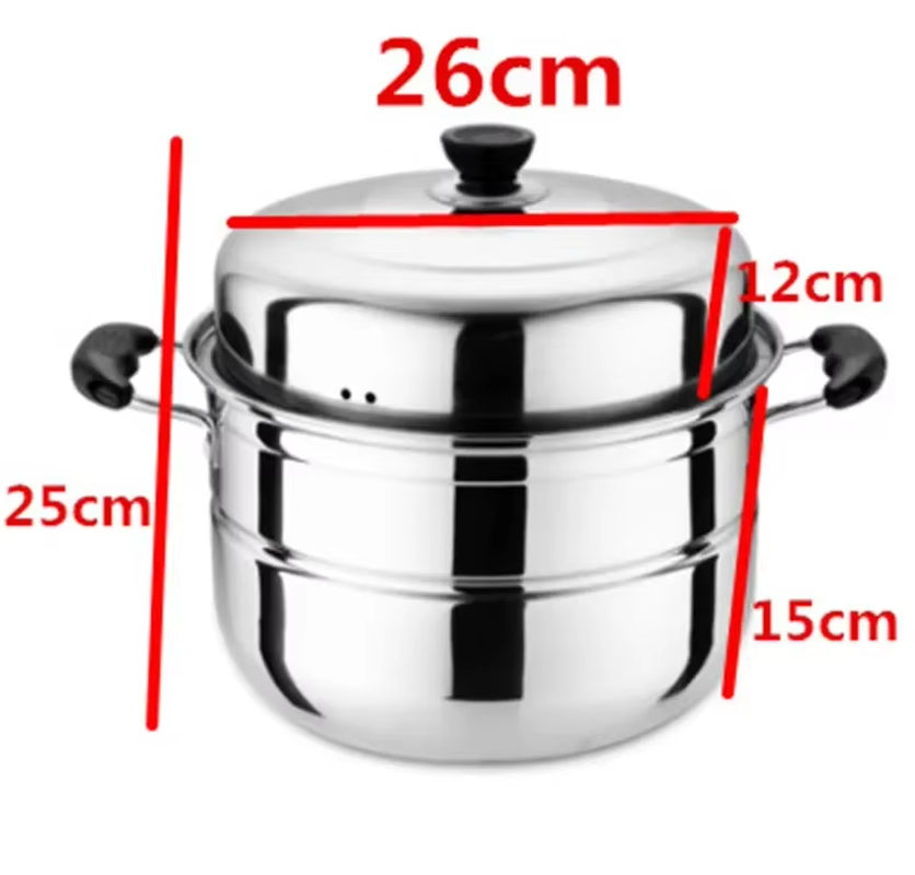 CAKEHOUD Multifunctional Large-Capacity Cooking Pot for Household Stainless Steel Two-Layer and Three-Layer Thick Steam Soup Pot