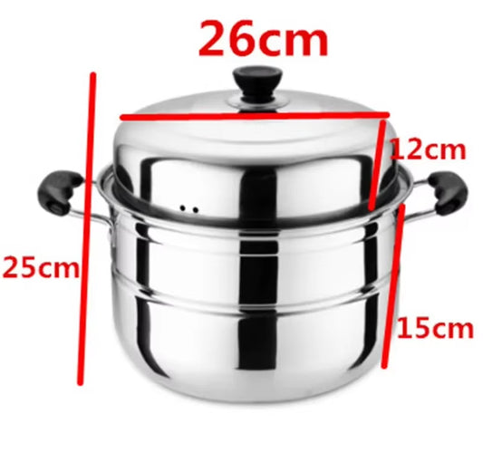 CAKEHOUD Multifunctional Large-Capacity Cooking Pot for Household Stainless Steel Two-Layer and Three-Layer Thick Steam Soup Pot