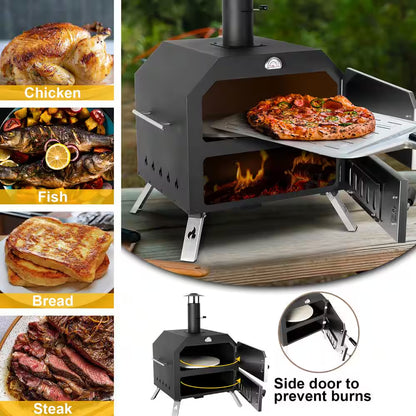 Wood Fired Portable Patio Ovens Outdoor Pizza Oven, 15 In. Black