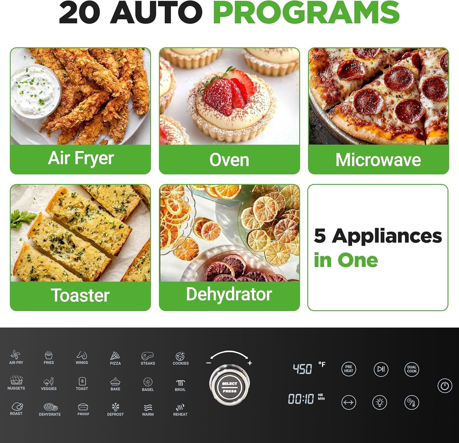 32 Quart Air Fryer & Oven | Digital Airfryer with 20 Presets, Dual Cook, Rotisserie, Bake & More | Multi-Function Convection Countertop Oven | Large Capacity | 18" X 17" X 14 | Black