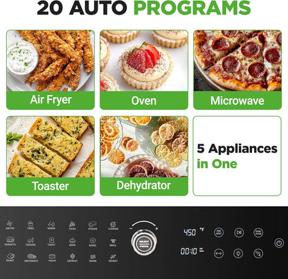 32 Quart Air Fryer & Oven | Digital Airfryer with 20 Presets, Dual Cook, Rotisserie, Bake & More | Multi-Function Convection Countertop Oven | Large Capacity | 18" X 17" X 14 | Black