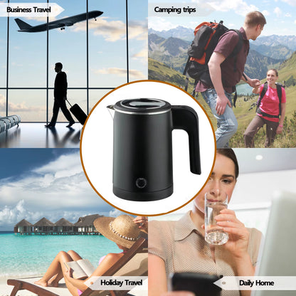 Travel Electric Kettle Tea Coffee 0.8L Stainless Steel Portable Water Boiler Pot for Hotel Family Trip Kitchen Smart Kettle Pot