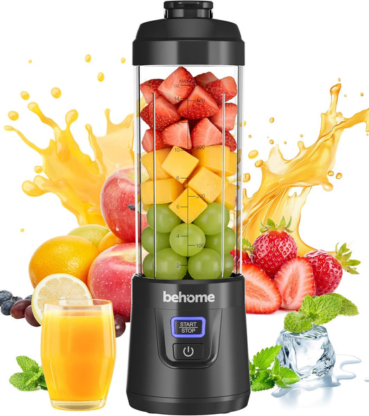 Portable Blender Smoothies and Shakes, Personal Juicer 14 OZ BPA Free Portable Cups, USB-C Rechargeable, Dishwasher Safe Parts - Mini Small Blenders Cup Fits Home, Office, Gym, Travel