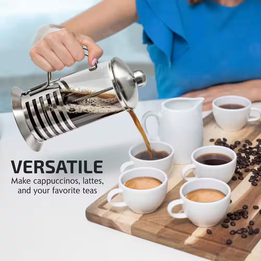 4.5 Cup Stainless Steel French Press Cafetiere Coffee and Tea Maker with 4-Level Mesh Filter