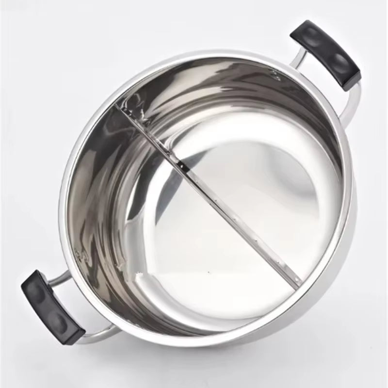 Stainless Steel Soup Pot Thickened Hot Pot High Ear Furnace Mandarin Duck Double Lattice Hot 20CM to 32CM Hot Pot Cooker