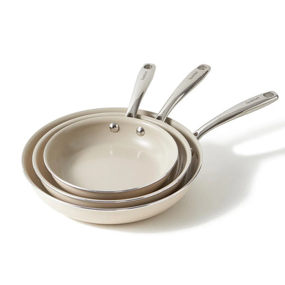 Nonstick Frying Pans Set Pans for Cooking Ceramic Frying Pan Set with Stay Cool Handle