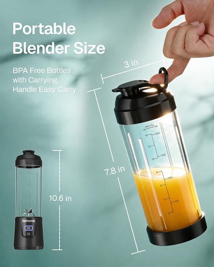 Portable Blender Smoothies and Shakes, Personal Juicer 14 OZ BPA Free Portable Cups, USB-C Rechargeable, Dishwasher Safe Parts - Mini Small Blenders Cup Fits Home, Office, Gym, Travel