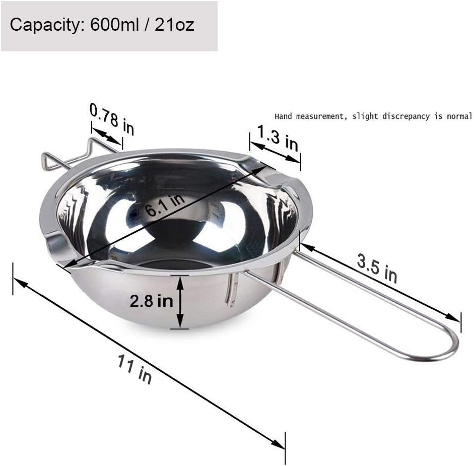 600Ml/20Oz 304 Stainless Steel Double Boiler Pot, Melting Pot with Large Serving Spoon for Butter Chocolate Candy Butter Cheese, Candle Making Pot