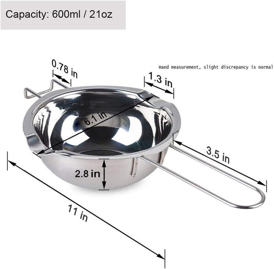 600Ml/20Oz 304 Stainless Steel Double Boiler Pot, Melting Pot with Large Serving Spoon for Butter Chocolate Candy Butter Cheese, Candle Making Pot