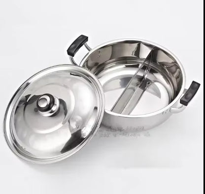 Stainless Steel Soup Pot Thickened Hot Pot High Ear Furnace Mandarin Duck Double Lattice Hot 20CM to 32CM Hot Pot Cooker