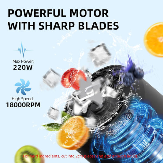 Portable Blender Cordless, 20Oz Vessel Personal Blender for Shakes & Smoothies with on Go Lid & Sip Lid, Small Mixer for Kitchen, Home, Travel