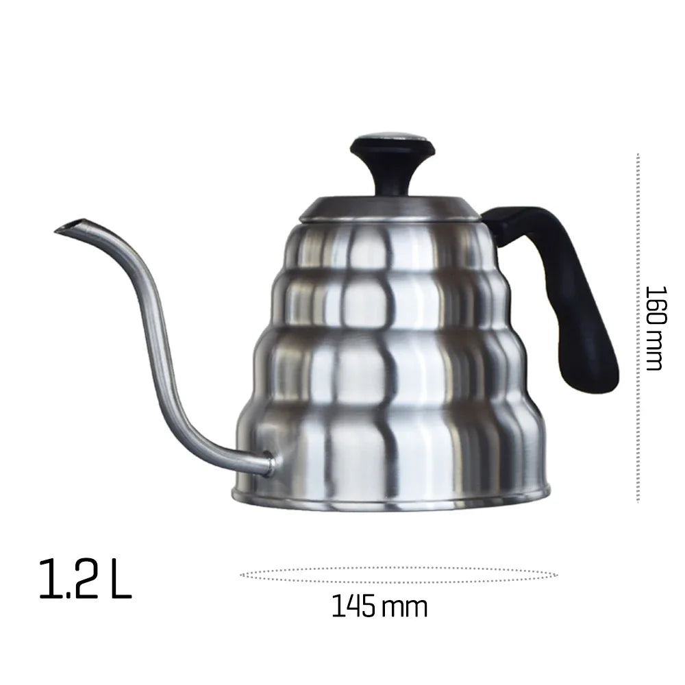 Coffee Kettle1L/1.2L Stainless Steel Pour over Coffee Pot Kettle Drip Kettle with Thermometer for Home Office Cafetera