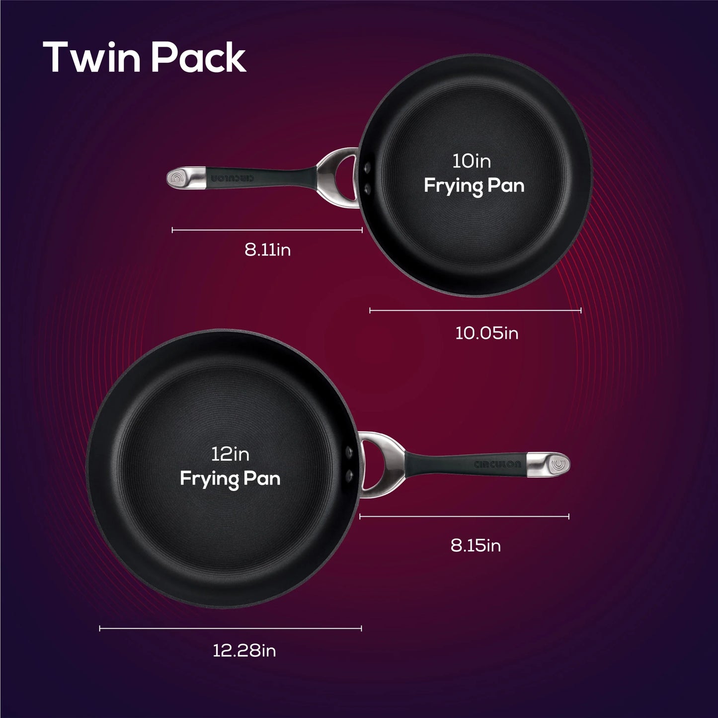 Symmetry 10 Inch and 12 Inch Nonstick Frying Pan, Black