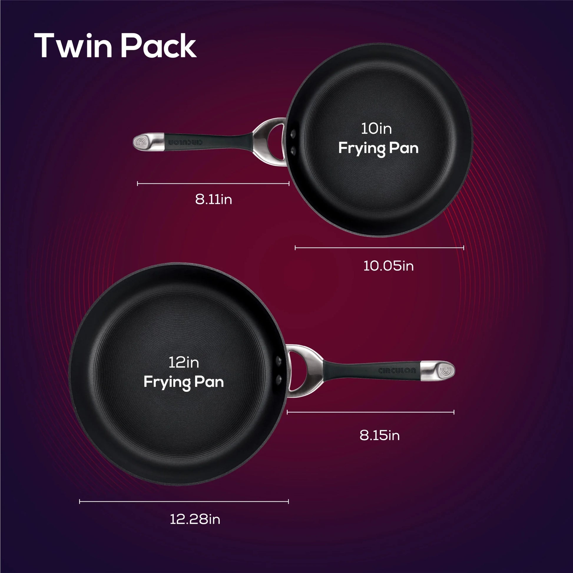 Symmetry 10 Inch and 12 Inch Nonstick Frying Pan, Black