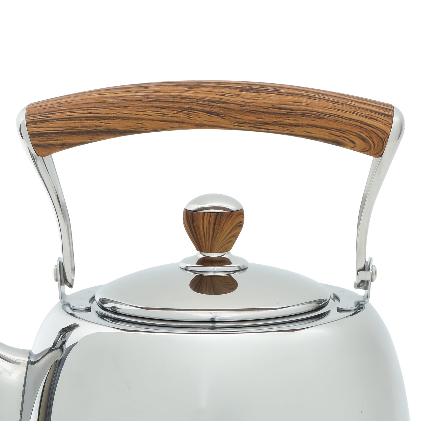 1.8 Qt Stainless Steel Stovetop Whistling Tea Kettle Pot with Folding Handle, Silver