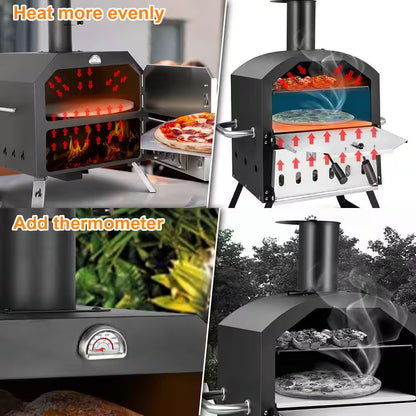 Wood Fired Portable Patio Ovens Outdoor Pizza Oven, 15 In. Black