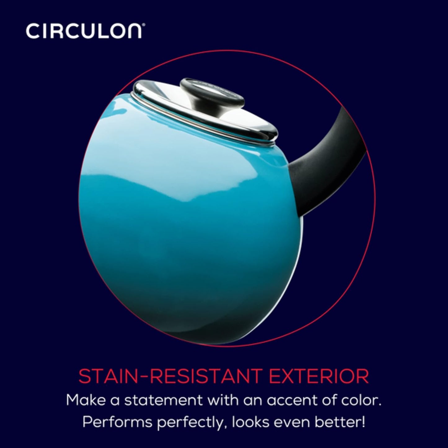 Enamel on Steel Whistling Induction Teakettle, Tea Kettle for Stovetop with Flip-Up Spout, 2-Quart, Turquoise