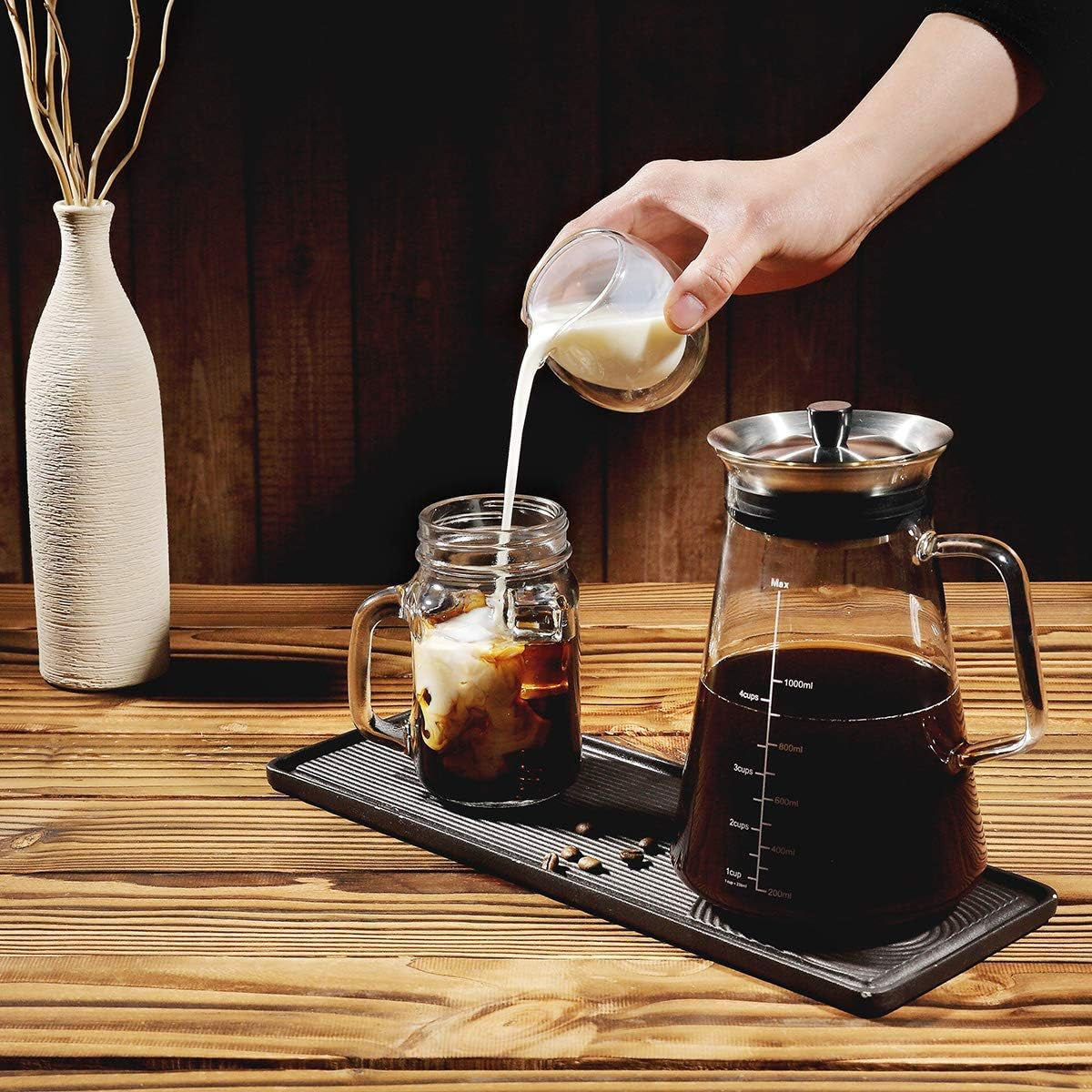 Airtight Cold Brew Coffee (Iced Tea) Maker 51Oz/1.5L, Bpa-Free, Durable Borosilicate Glass Pitcher and Stainless Steel Fine-Mesh Filter, Dishwasher Safe, Spill-Proof, 6 Cups Capacity