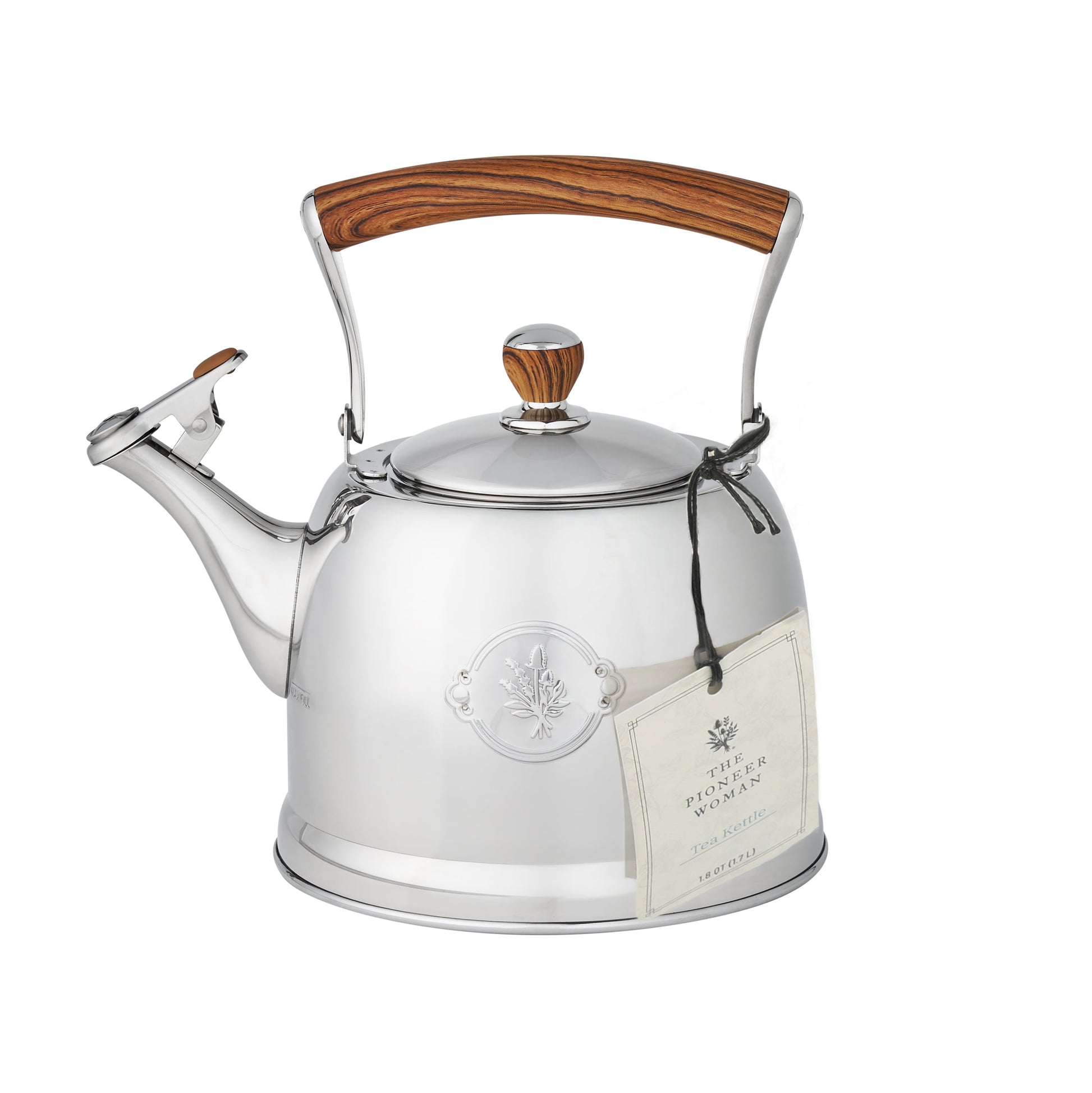 1.8 Qt Stainless Steel Stovetop Whistling Tea Kettle Pot with Folding Handle, Silver