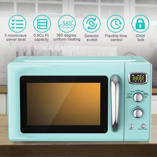 Multifunction 26 Qt. Green Air Fryer Toaster Oven Retro Countertop Compact Microwave Oven