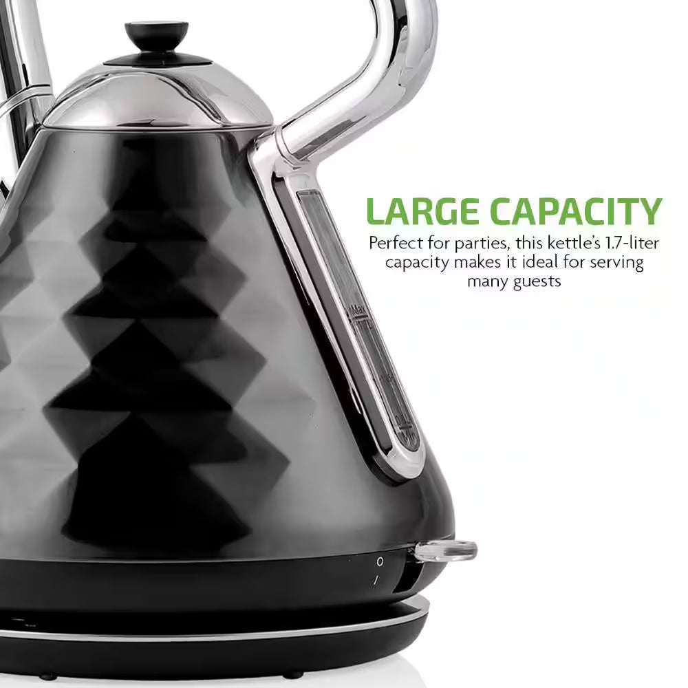 Cleo Collection 7.1-Cup Black Electric Kettle with Boil-Dry Protection and Auto Shut-Off