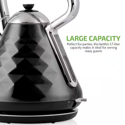 Cleo Collection 7.1-Cup Black Electric Kettle with Boil-Dry Protection and Auto Shut-Off