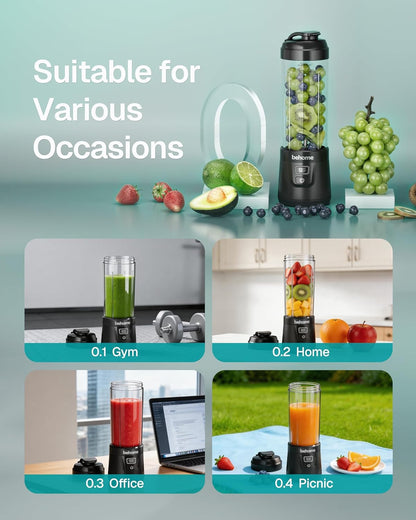 Portable Blender Smoothies and Shakes, Personal Juicer 14 OZ BPA Free Portable Cups, USB-C Rechargeable, Dishwasher Safe Parts - Mini Small Blenders Cup Fits Home, Office, Gym, Travel