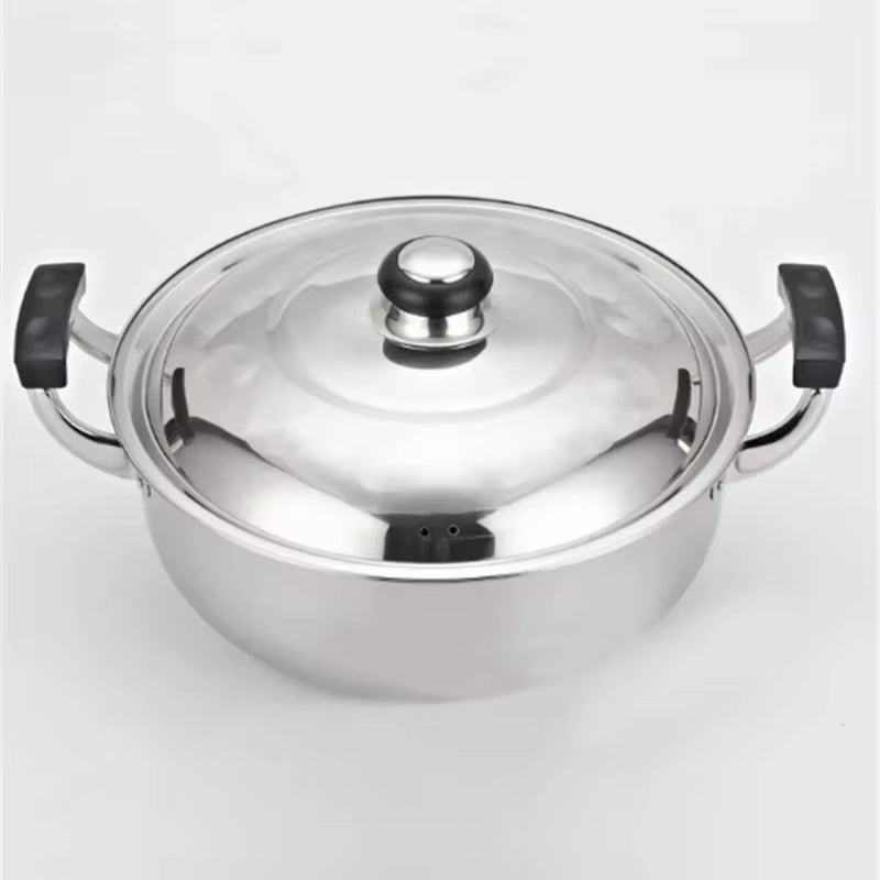 Stainless Steel Soup Pot Thickened Hot Pot High Ear Furnace Mandarin Duck Double Lattice Hot 20CM to 32CM Hot Pot Cooker