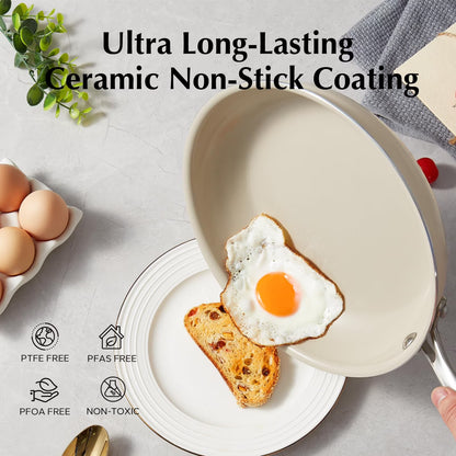 Nonstick Frying Pans Set Pans for Cooking Ceramic Frying Pan Set with Stay Cool Handle