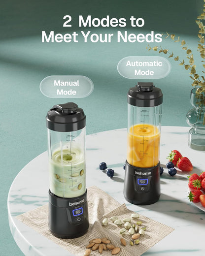 Portable Blender Smoothies and Shakes, Personal Juicer 14 OZ BPA Free Portable Cups, USB-C Rechargeable, Dishwasher Safe Parts - Mini Small Blenders Cup Fits Home, Office, Gym, Travel