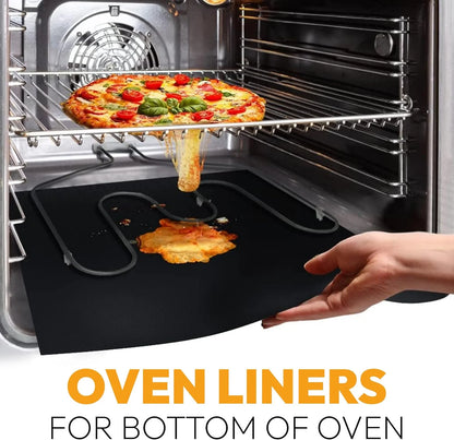 Large Thick Heavy Duty 3 Pack Non Stick Teflon Oven Liners Mat, 17"X 25", for Bottom of Electric Oven Gas Oven Microwave Charcoal or Gas Grills