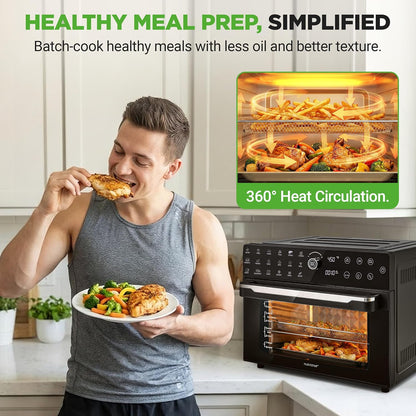 32 Quart Air Fryer & Oven | Digital Airfryer with 20 Presets, Dual Cook, Rotisserie, Bake & More | Multi-Function Convection Countertop Oven | Large Capacity | 18" X 17" X 14 | Black