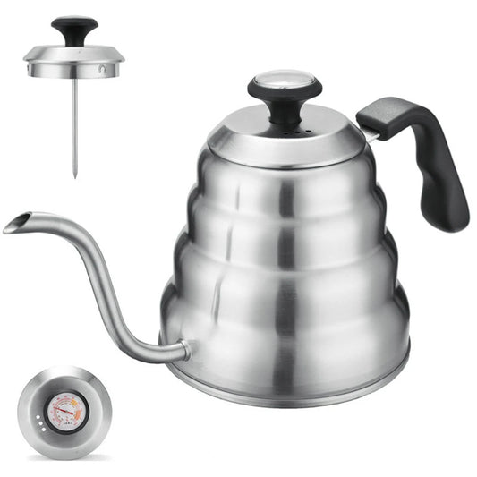 Coffee Kettle1L/1.2L Stainless Steel Pour over Coffee Pot Kettle Drip Kettle with Thermometer for Home Office Cafetera