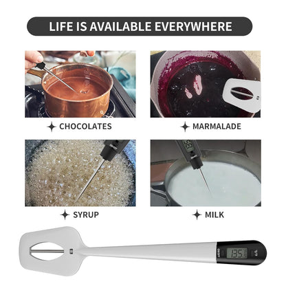 Digital Candy Thermometer Spatula Thermometer Meat Thermometer with Pot Clip & 9" Probe – Fast Instant Read Digital Food Thermometer for Candy Chocolate Jam Meat, BPA Free Silicon Frying