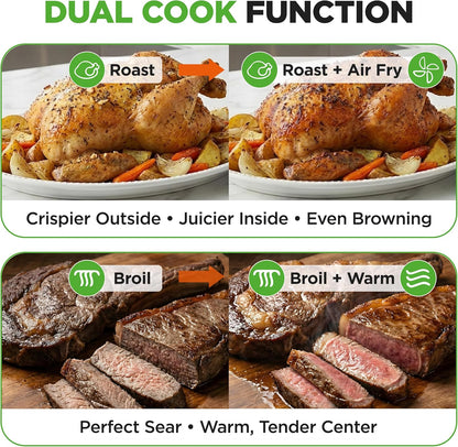 32 Quart Air Fryer & Oven | Digital Airfryer with 20 Presets, Dual Cook, Rotisserie, Bake & More | Multi-Function Convection Countertop Oven | Large Capacity | 18" X 17" X 14 | Black