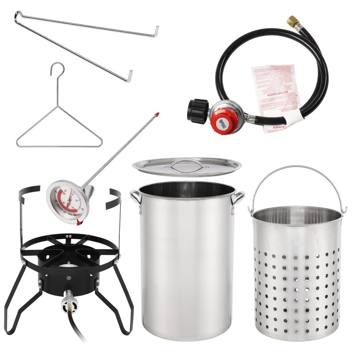 50Qt Propane Fryer Kit Turkey Fryer Fish Fryer Outdoor Fryer Stainless Steel Propane Boil Pot Portable Deep Frying/Boiling