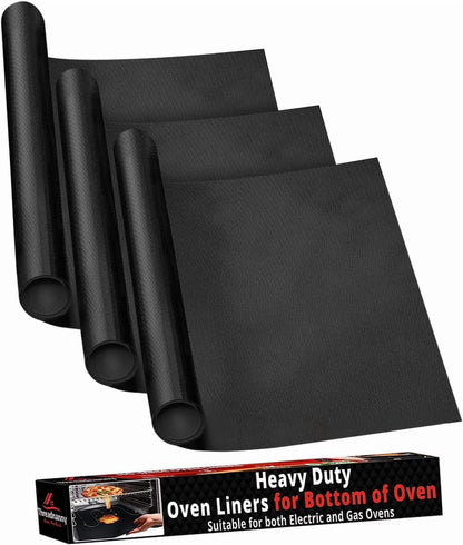 Large Thick Heavy Duty 3 Pack Non Stick Teflon Oven Liners Mat, 17"X 25", for Bottom of Electric Oven Gas Oven Microwave Charcoal or Gas Grills