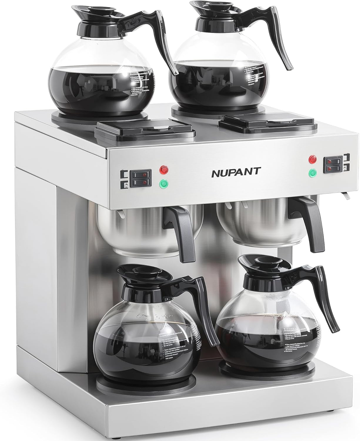 Dual Drip Commercial Coffee Maker, 200 Cup/Hour, 7.2L Pour over Coffee Machine with 4 Glass Carafe and 4 Warmers, Stainless Steel Double Coffee Brewer Staition for Restaurant and COFFEE Bar