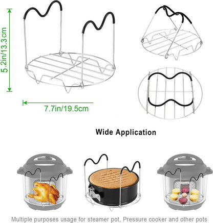 Silicone Egg Bites Molds and Steamer Rack Trivet with Heat Resistant Handles Fit Instant Pot Accessories, 7Pcs Set for 6Qt & 8Qt Electric Pressure Cooker with 2 Spoons and Silicone Spatula