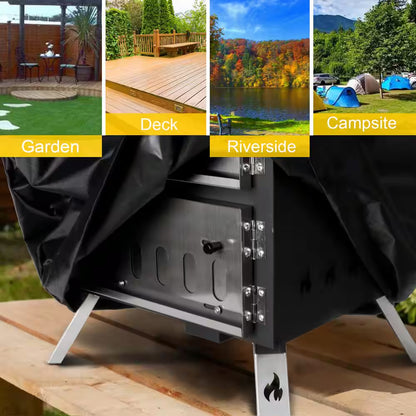 Wood Fired Portable Patio Ovens Outdoor Pizza Oven, 15 In. Black