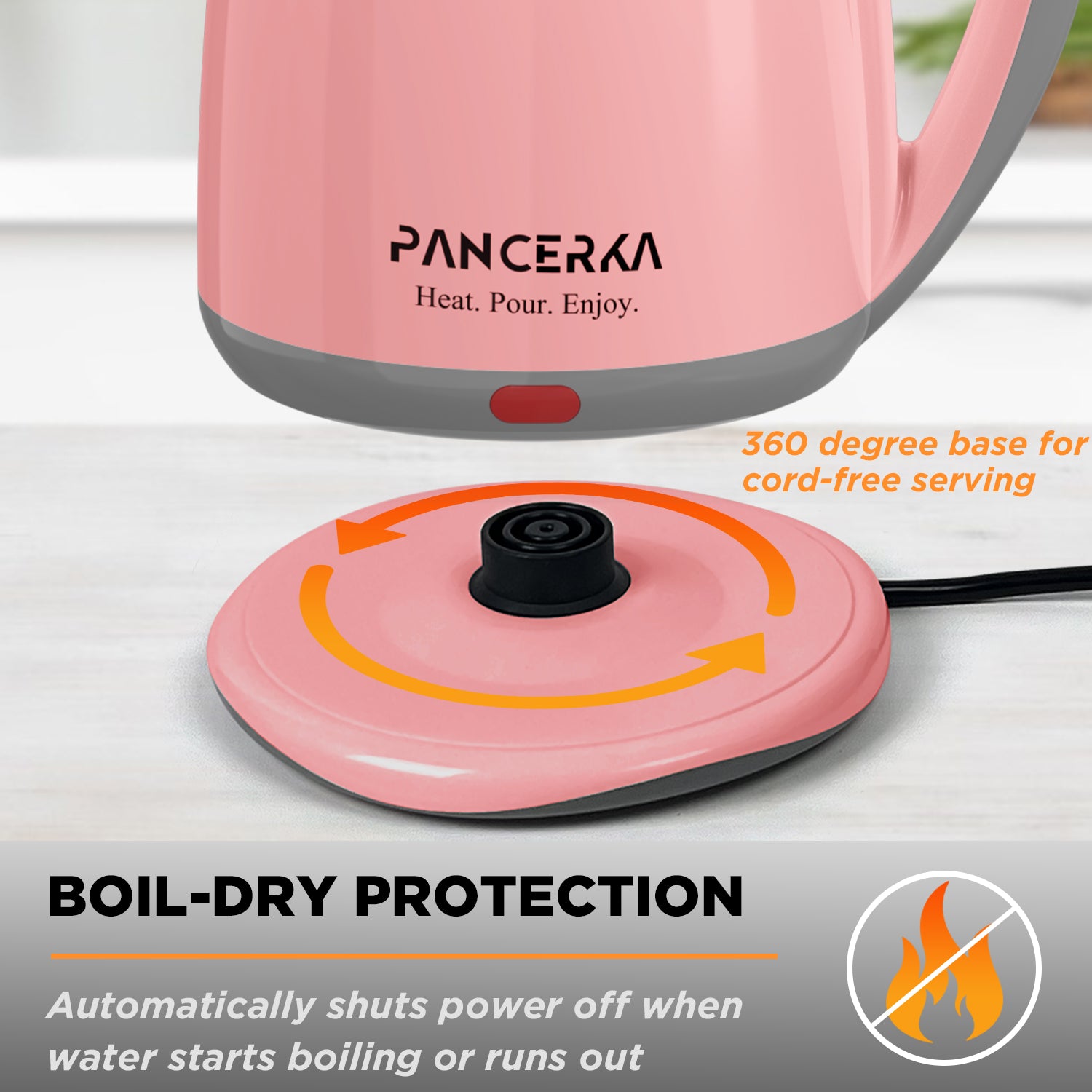 Electric Kettle, 1.8L Tea Kettle for Coffee or Tea, Fast Boiling, Auto Shut-Off, Pink