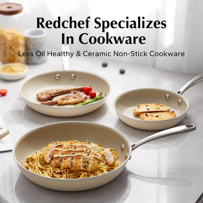 Nonstick Frying Pans Set Pans for Cooking Ceramic Frying Pan Set with Stay Cool Handle