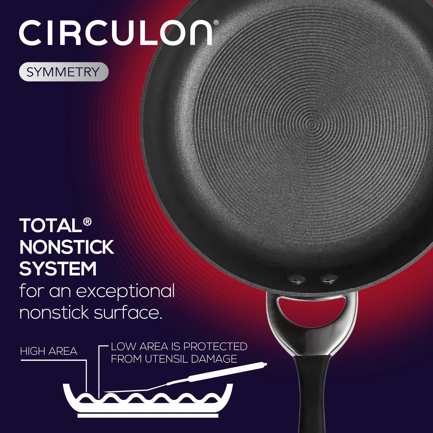 Symmetry 10 Inch and 12 Inch Nonstick Frying Pan, Black