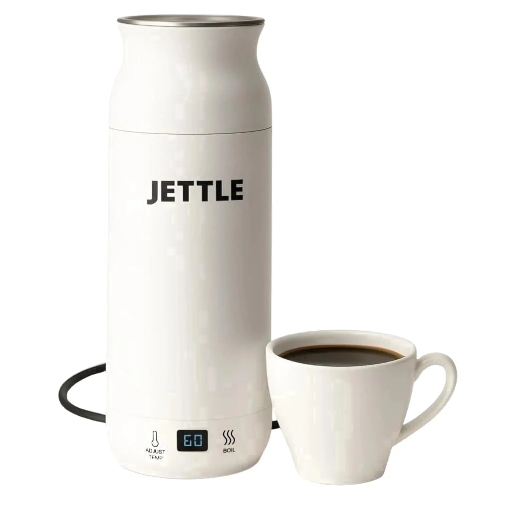 Travel Electric Kettle 450Ml - Portable Bottle-Style Water Heater with Temperature Control & Auto Shut-Off - Stainless Steel for Tea, Coffee & Soup - White