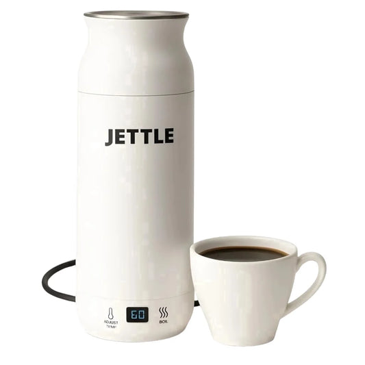Travel Electric Kettle 450Ml - Portable Bottle-Style Water Heater with Temperature Control & Auto Shut-Off - Stainless Steel for Tea, Coffee & Soup - White